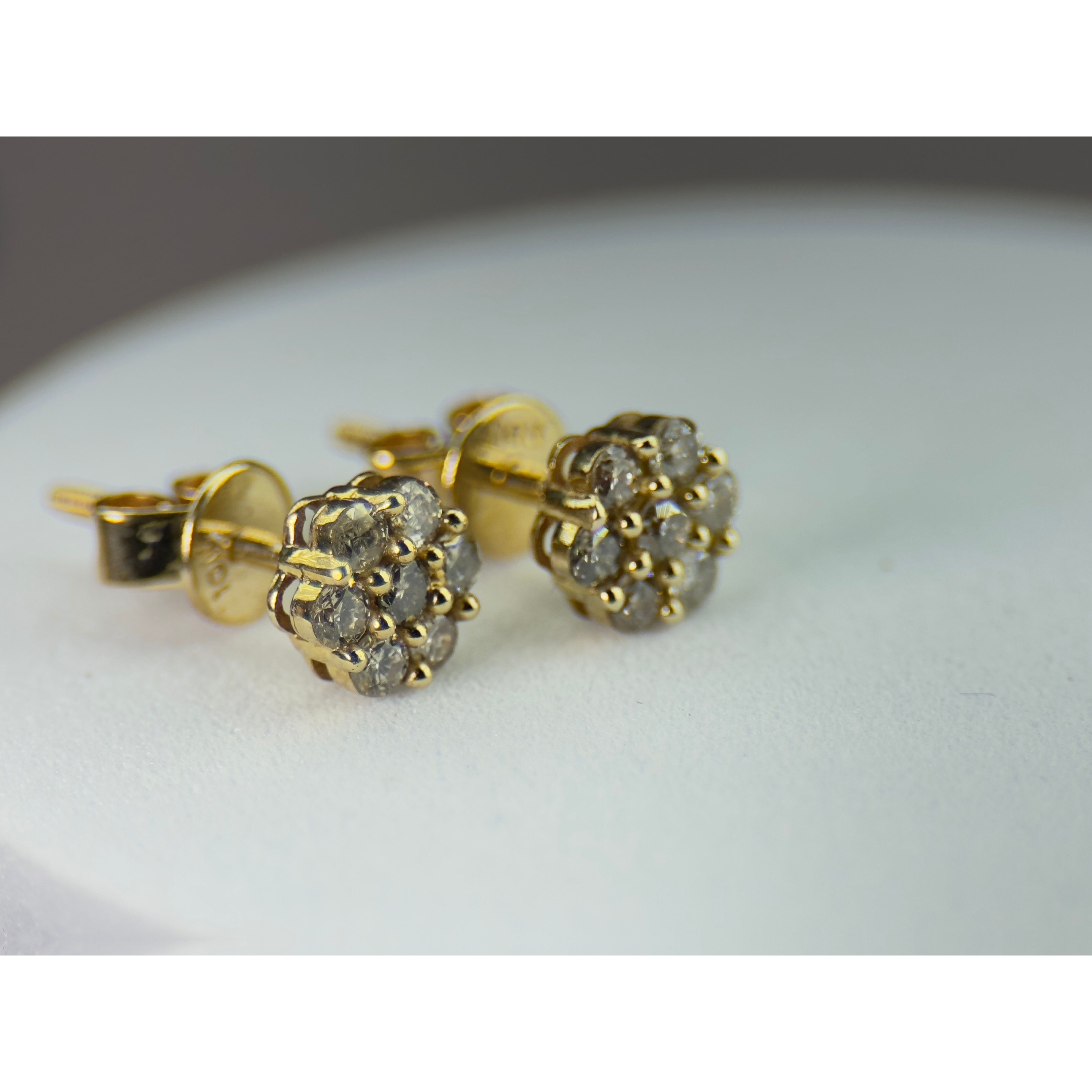 DR1284 - Oro amarillo de 10 quilates - Diamante - Pendientes de diamantes