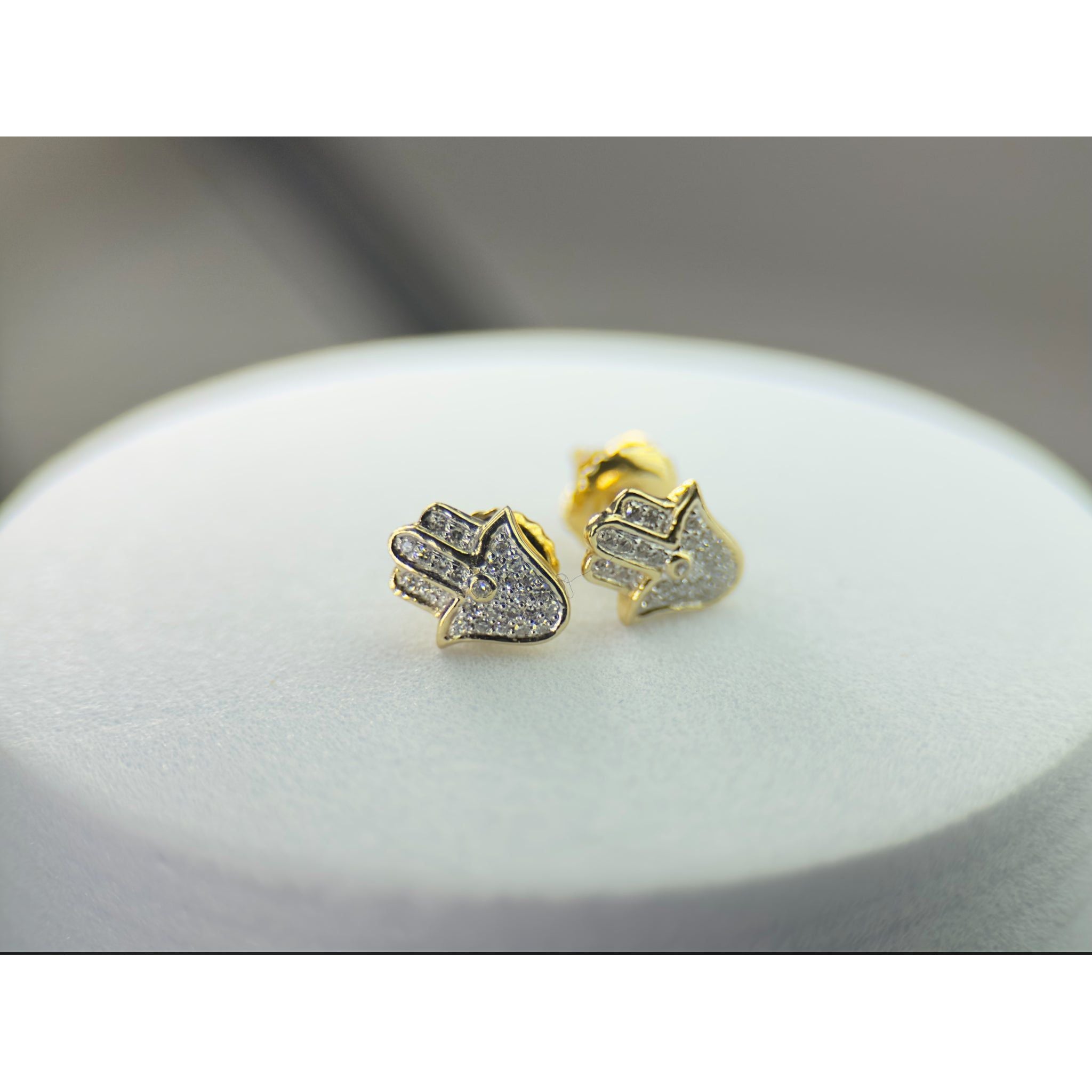 DR1300 - Oro amarillo de 14 quilates - Redondo (Micro pavé) - Diamante - Pendientes de diamantes