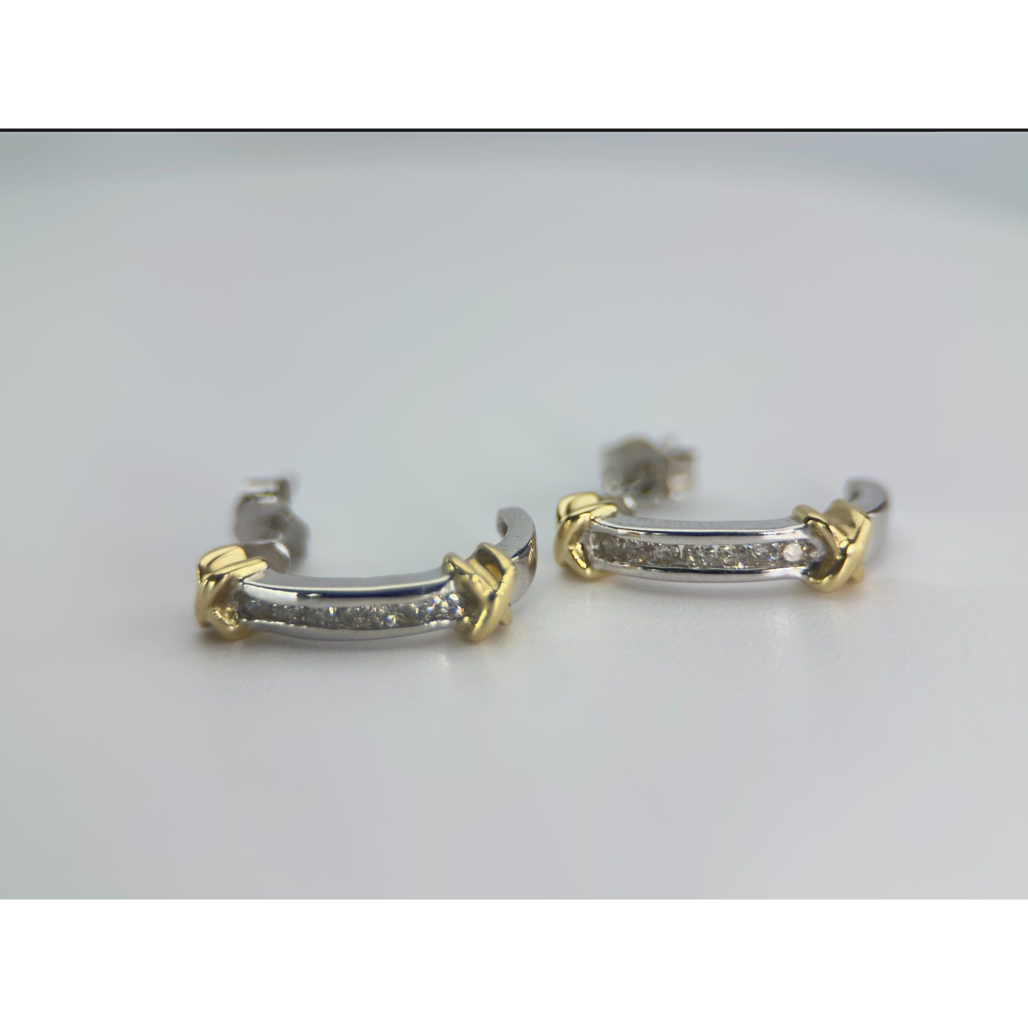 DR1414 - Oro blanco 14K - Diamante - Aros de diamantes