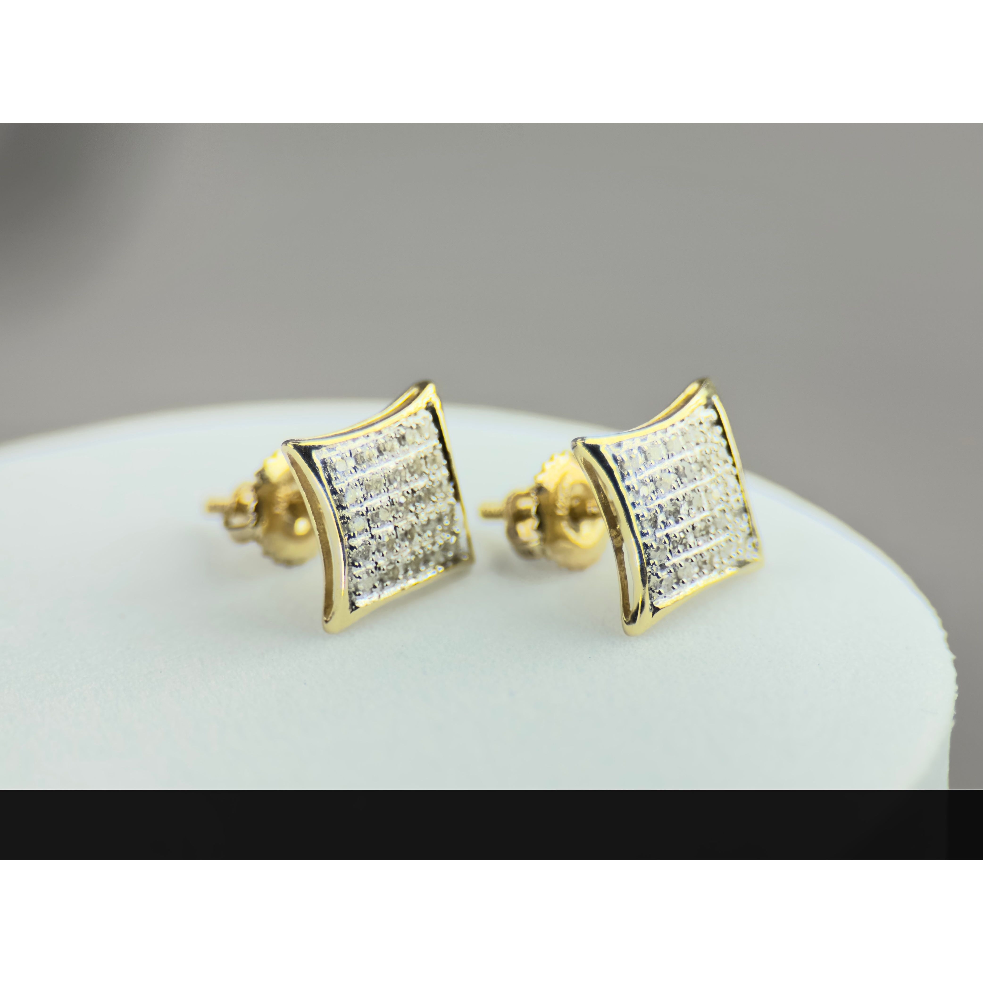 DR1593 - Oro amarillo de 10 quilates - Diamante - Pendientes de diamantes