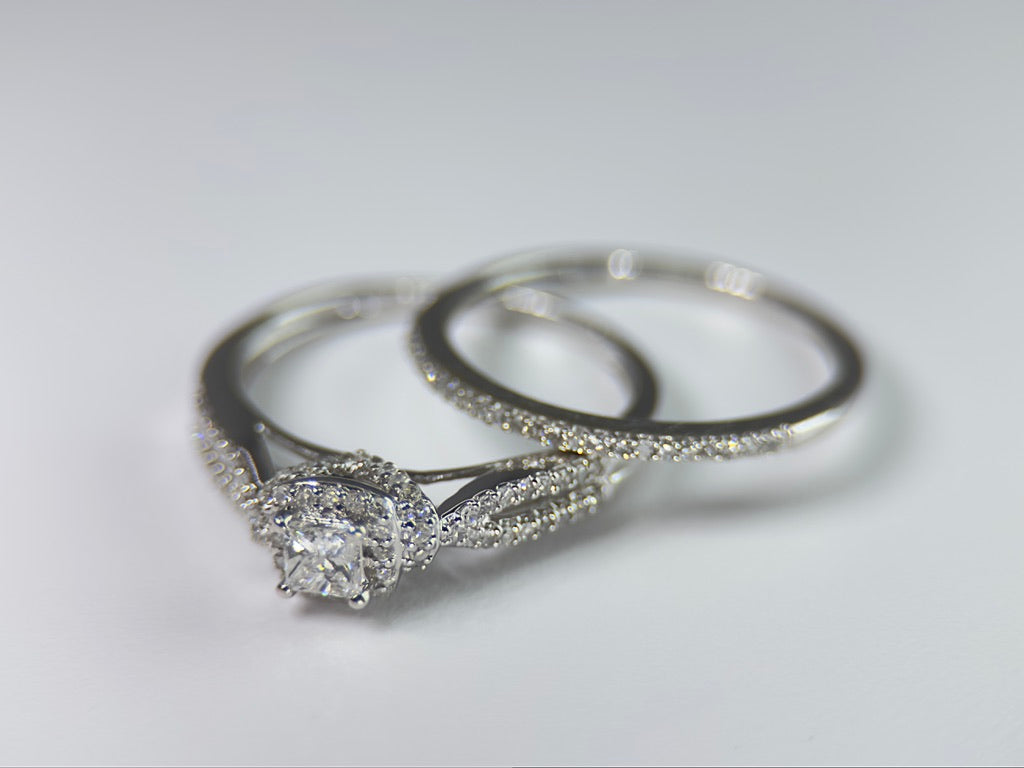DR1730 - Oro blanco de 14 quilates - Diamante - Conjunto nupcial de diamantes