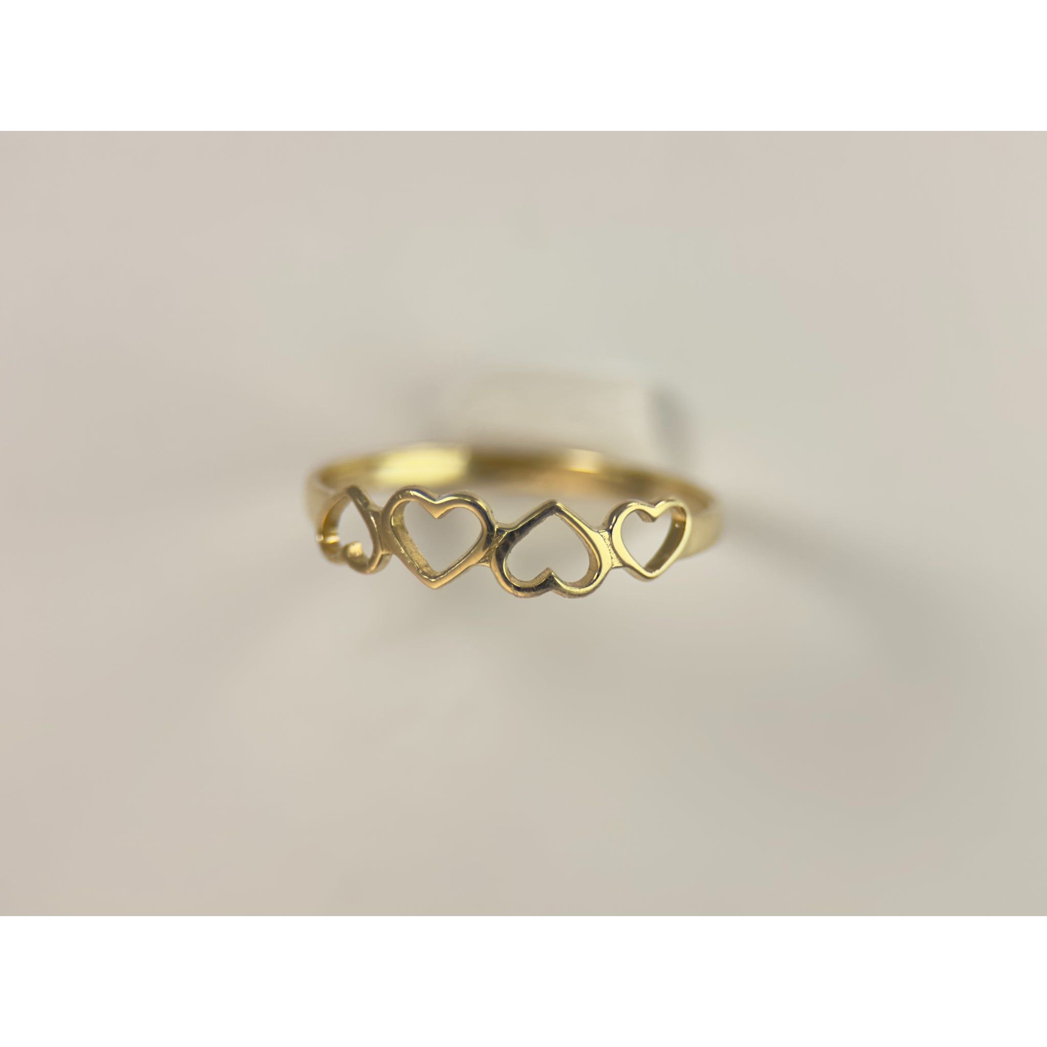 DR2014 - Oro Amarillo 14K - Anillos de Oro para Mujer - 3 Corazones