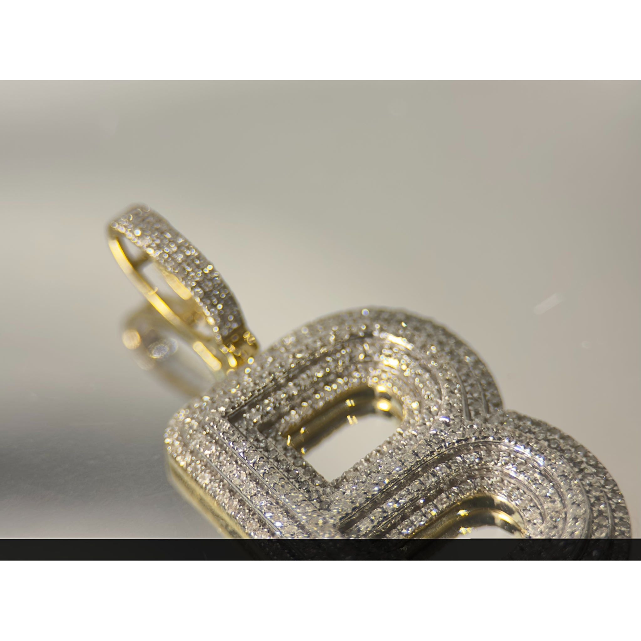 DR2269 - 10K Yellow Gold - Diamond - Gold Pendants - Letter B