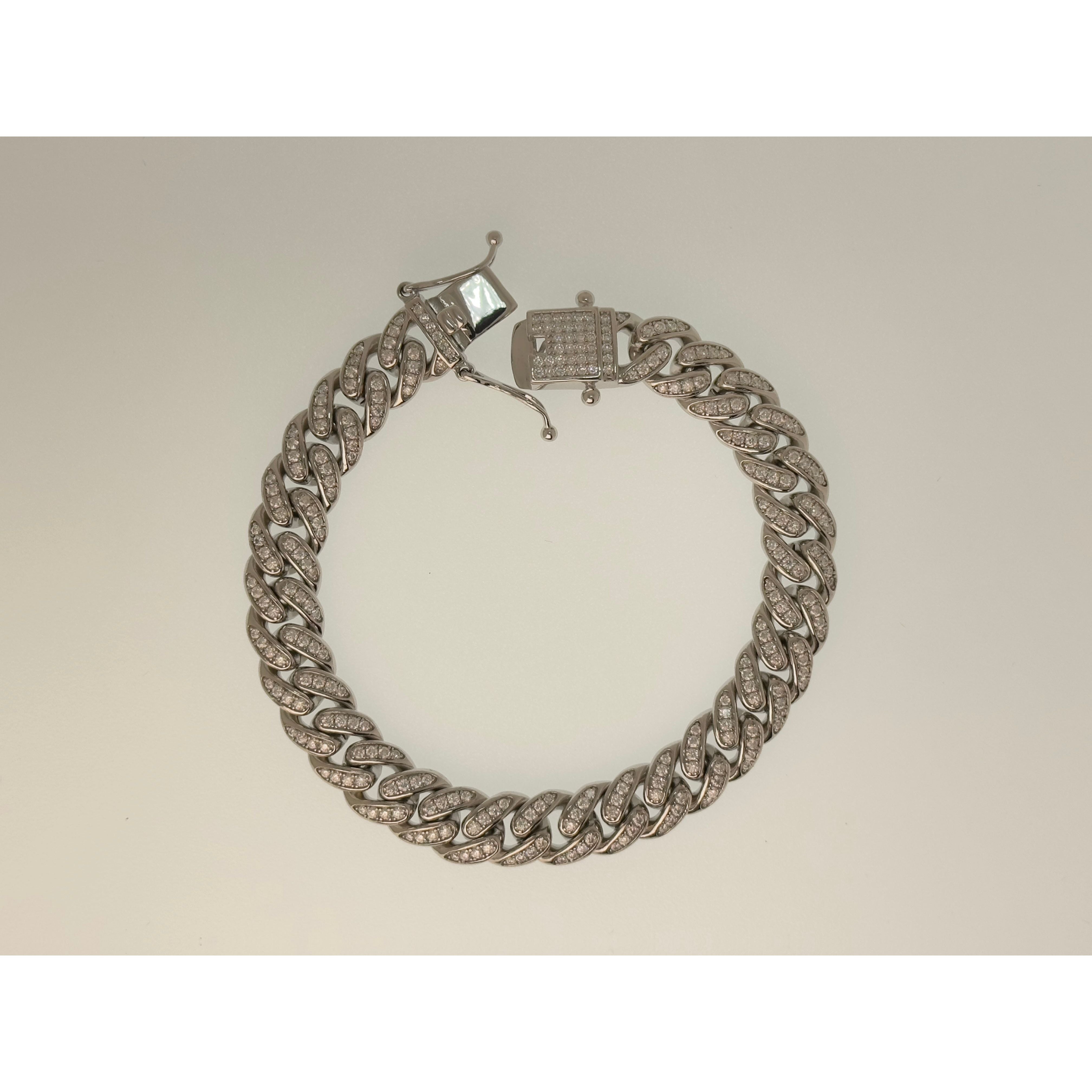 DR3015 - Plata de ley 925 - Moissanita - Brazalete cubano de Miami