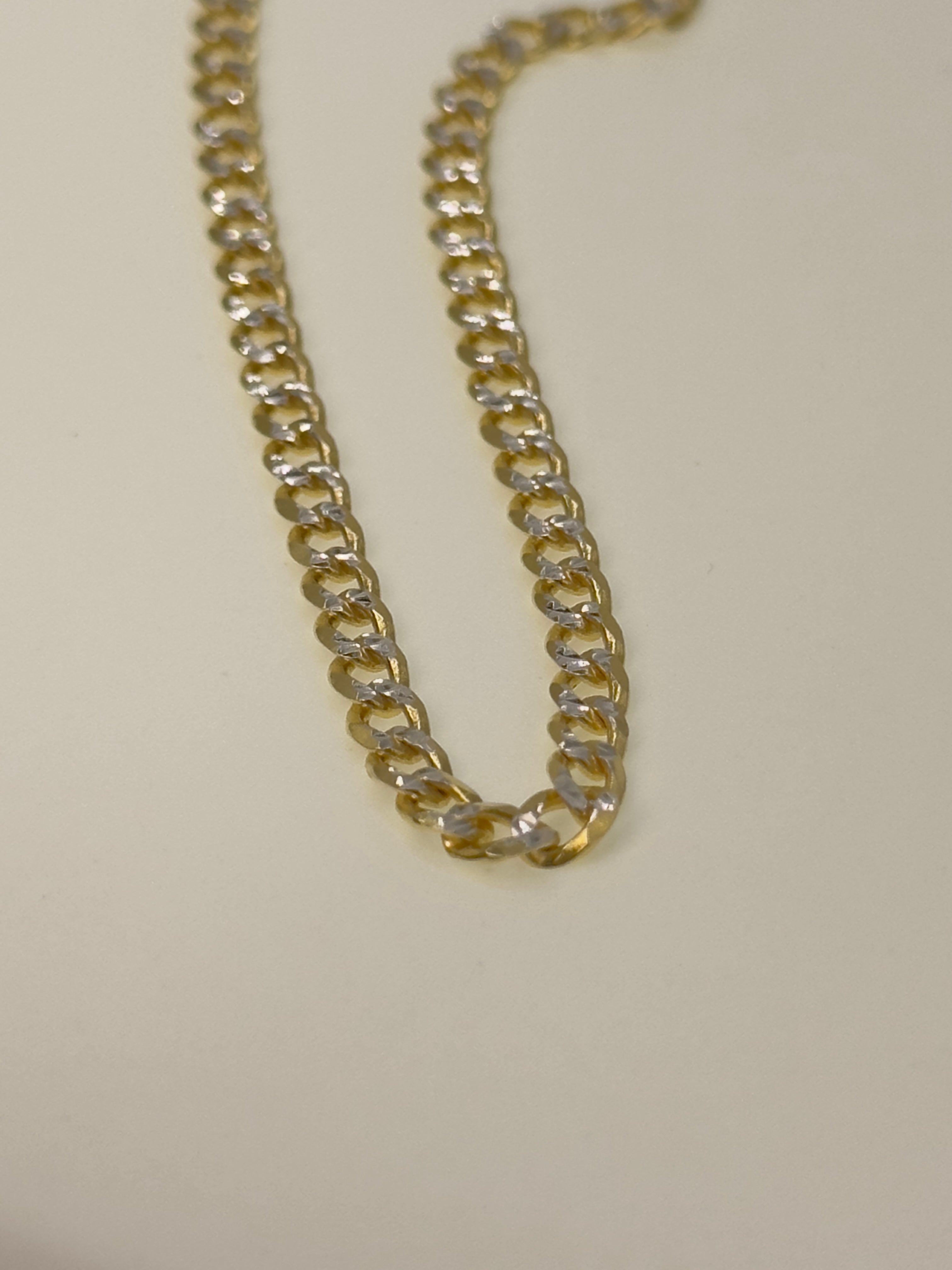 DR3107 - 925 Sterling Silver,14K YG Bonded - Men's Gold Chains - Cuban w/ Diamond Cut