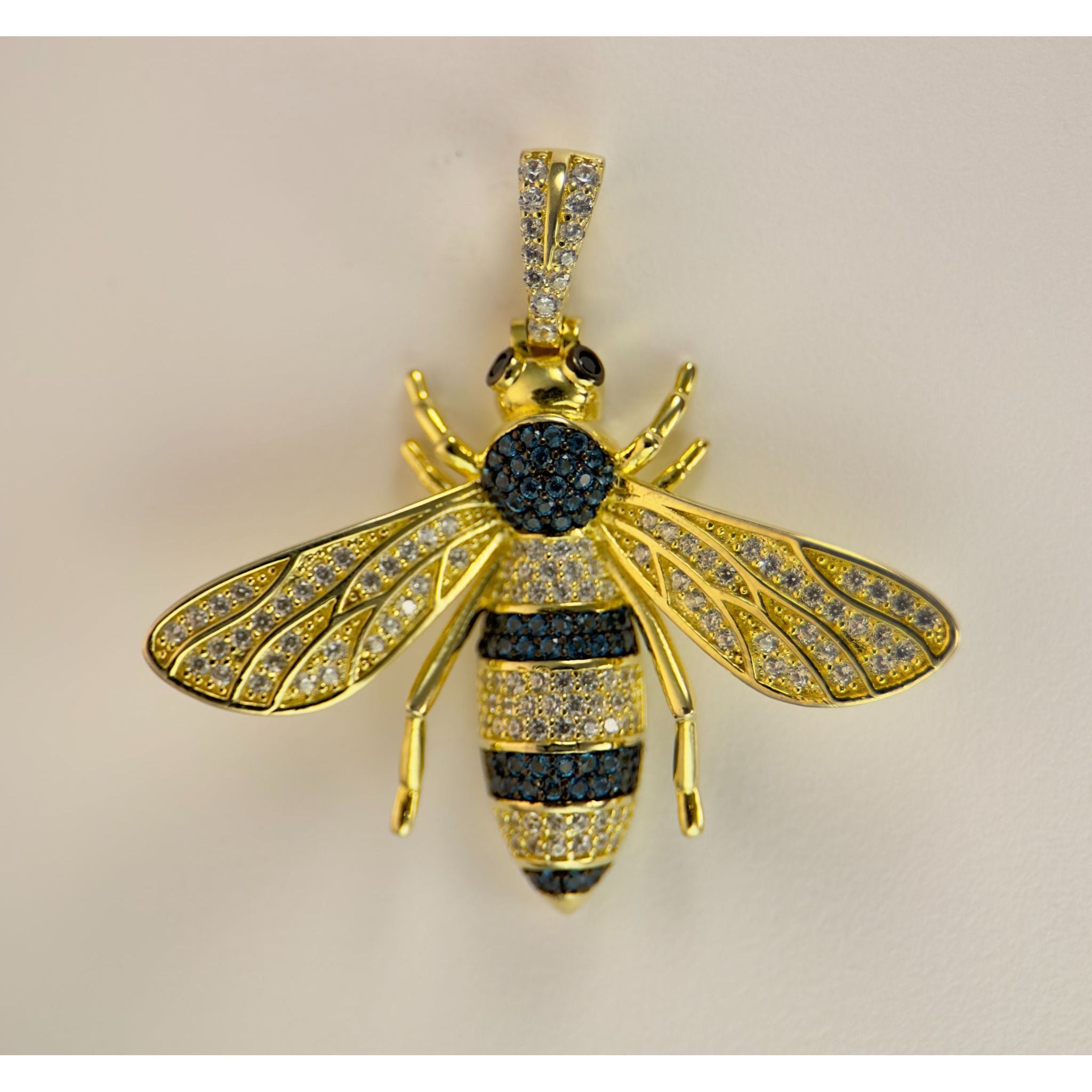 DR3173 - Plata de ley 925, oro de 14 k unido - Piedras creadas en laboratorio - Colgante - Colgante de abeja