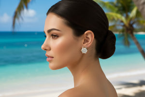 DR1250 - 10K Yellow Gold - Flower - Diamond - Diamond Earrings
