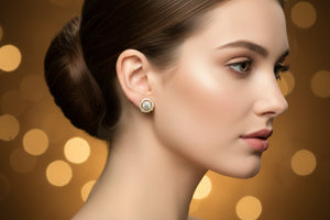 DR1513 - 14K Yellow Gold - Round (Halo) - Diamond - Earrings