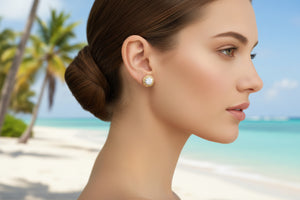 DR1517 - 14K White Gold - Cushion (Halo) - Diamond - Earrings